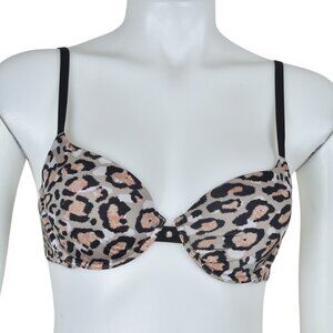 Victoria’s Secret Lined Demi Bra Leopard Cheetah Print 34B Black Tan